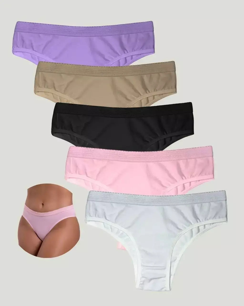 Kit com 5 Calcinhas Algodão Bornéu