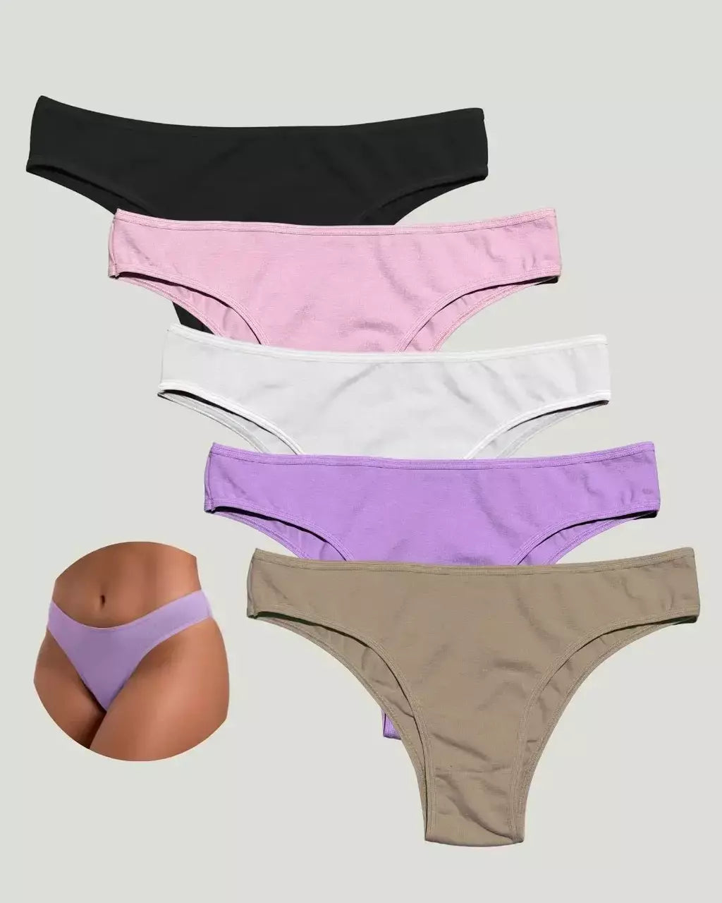 Kit com 5 Calcinhas Algodão Básica Conforto
