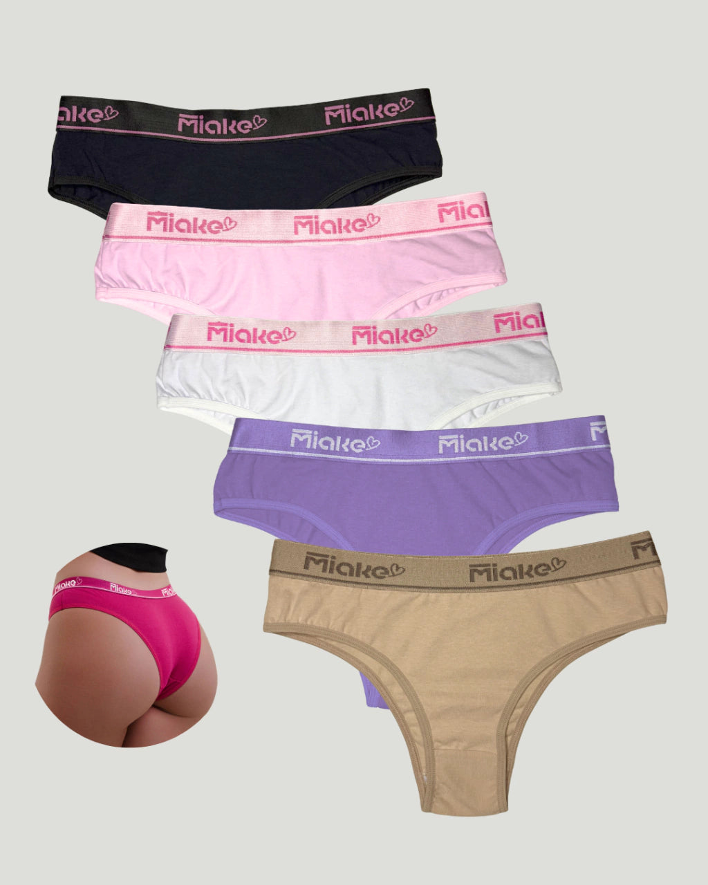 Kit com 5 Calcinhas Algodão Elástico Exposto